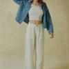 Vintage Linen Blend Wide Leg Pant